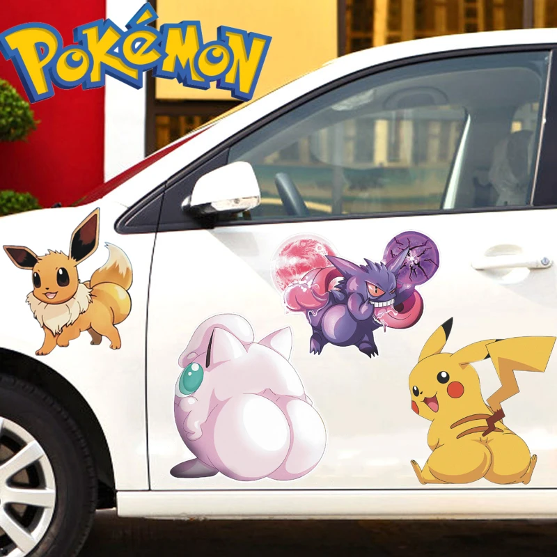 Pokemon Anime Funny Reflective Sticker Pikachu Eevee Jigglypuff Gengar Car Decoration Sticker Children\'s Toy Birthday Gift