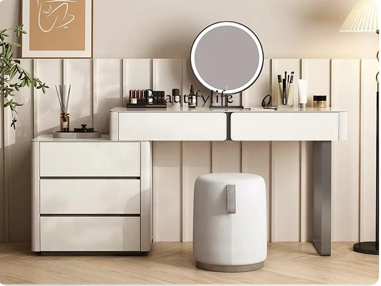 

01Modern simple saddle leather dresser, bedside makeup desk, integrated bedside nightstand