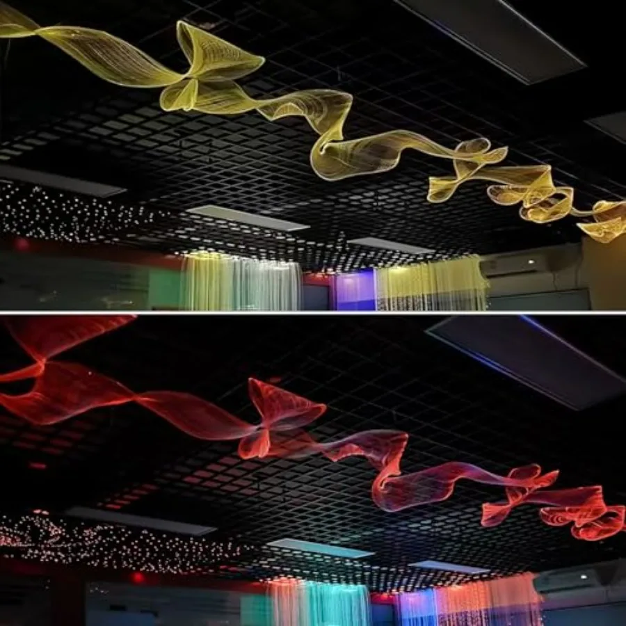 

【New model】LED Fiber Optic Light DIY Mesh Kits for Ceiling Wall Party Bar KTV Halloween Christmas Decoration with APP and Remot