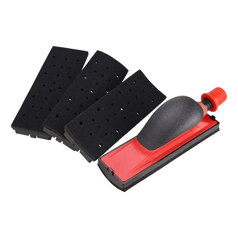 70X198mm Vacuum Sanding Block 5Pcs Set Vacuuming Sanding Disc Holder Sandpaper 4Pc Backing Polishing Pad Durable Easy Install-X6