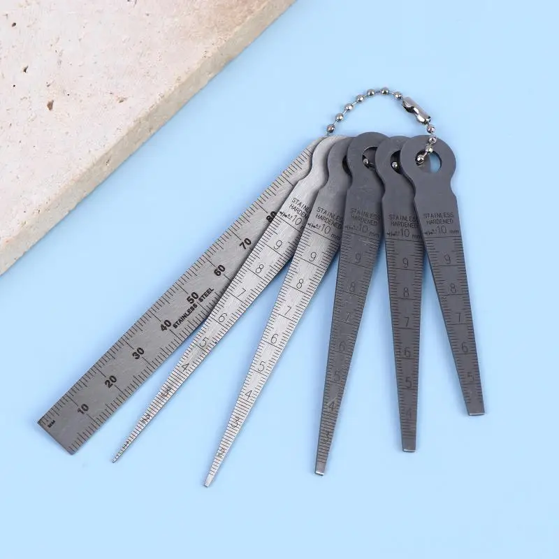 

6Pcs Feeler Measuring Tool Taper Gauge Gage Stainless Steel Welding Taper Feeler Gauge Rulers Hole Inspection Tool
