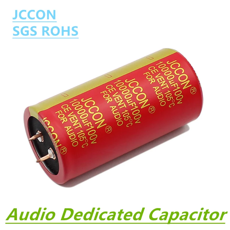 1PCS JCCON 100v10000uf Audio Electrolytic Capacitor 10000UF100V 35x70 Red Robe Copper Foot high Fidelity Amplifier Low ESR