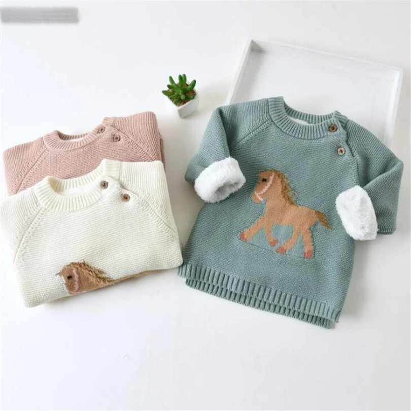 

Baby Sweater Newborn Baby Boys Sweaters Thick Fleece Unicorn Kids Sweaters Toddler Cardigan Knitted Baby Clothes Girls Sweater