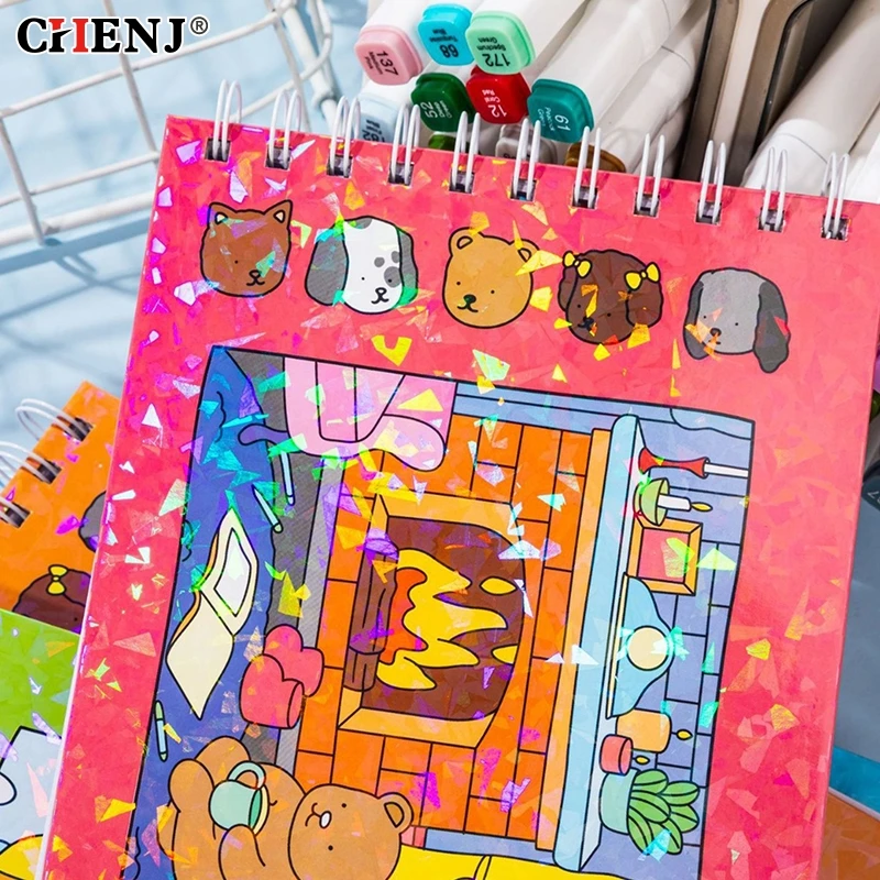 

1Pcs Cute Animal Coloring Book Kids Animal Theme Graffiti Painting Book Bobbie Goods Coloring Book Students Gifts Relax Art