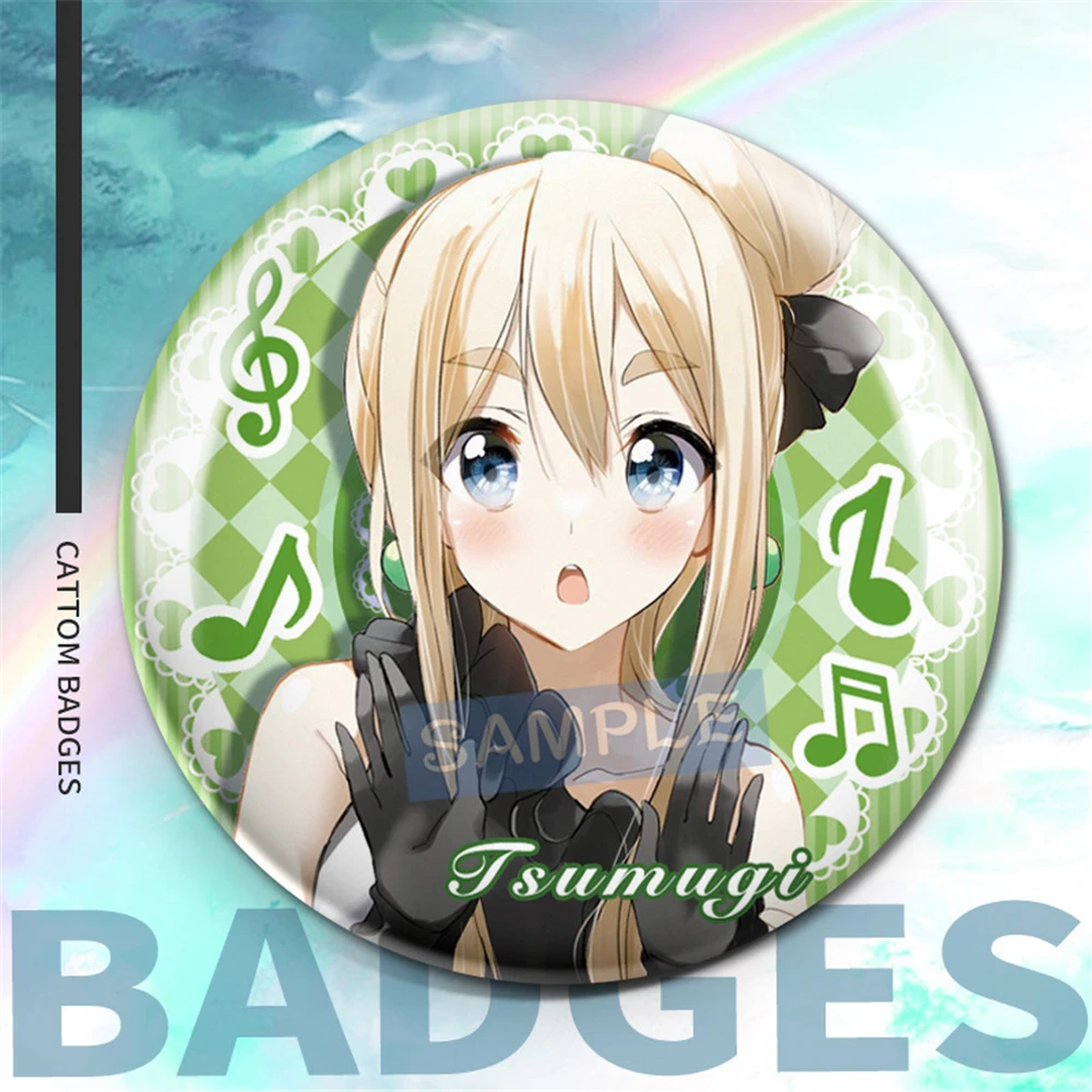 58mm Anime K-ON！Hirasawa Yui Akiyama Mio Kotobuki Tsumugi Nakano Azusa Cosplay COSTUME Badge Pin SPTE Tinplate Brooch﻿ Gilf