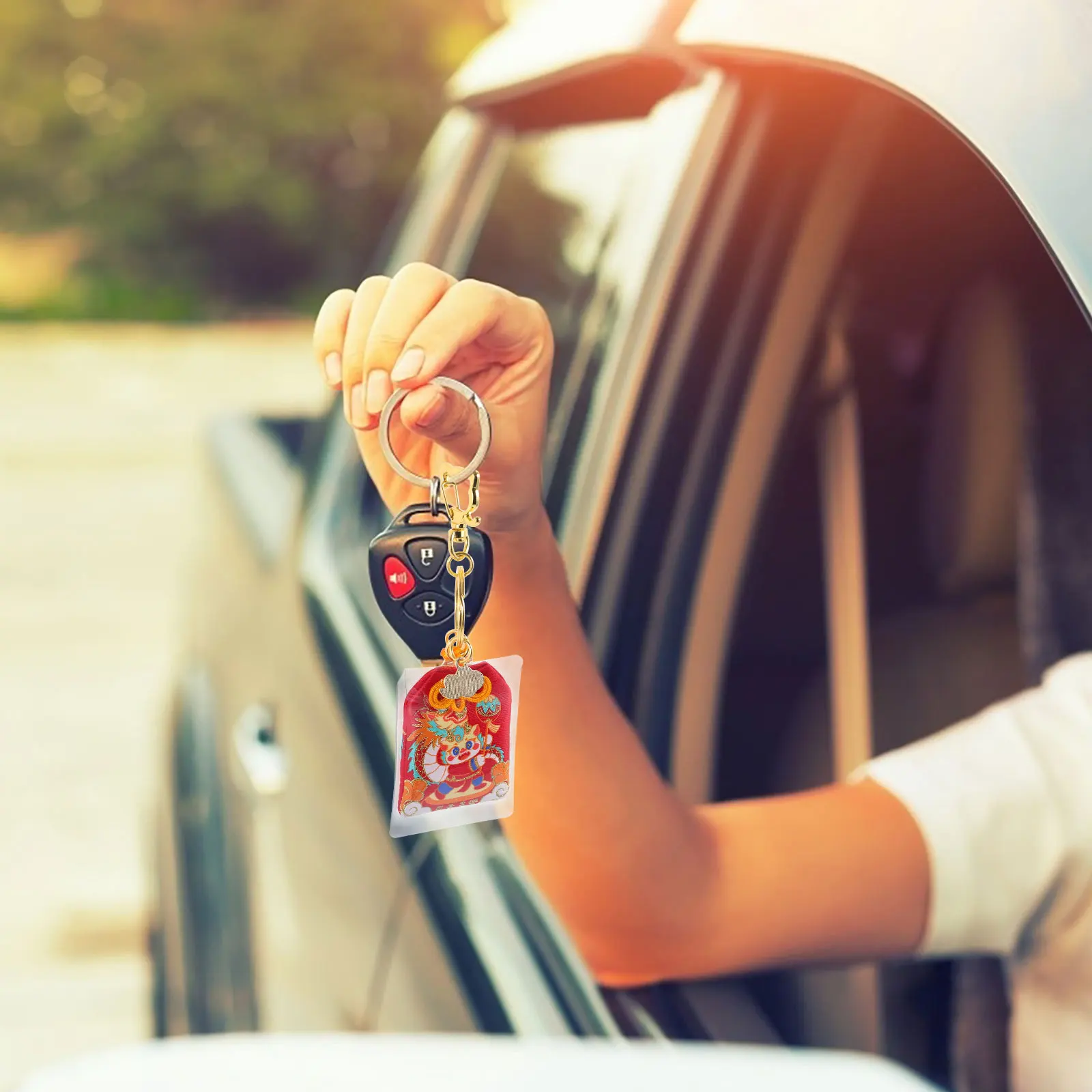 

Dragon Year Keychain Adorable Fabric Embroidery Hanging Polyester Pendant Good Materials Durability Fade Resistance