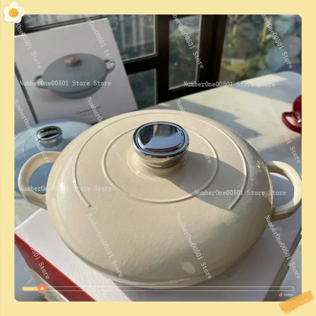 For Induction Cooktop Multi Use Stove Compatible Soup Stew Pot with Even Heat Distribution Enameled Cast Iron