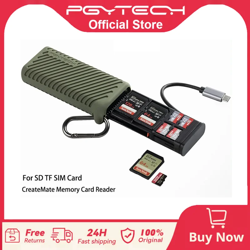 PGYTECH CreateMate szybki czytnik kart pamięci USB 3.1 Type-C Adapter SD/TF dwugniazdowy czytnik kart pamięci do transferu danych narzędzie