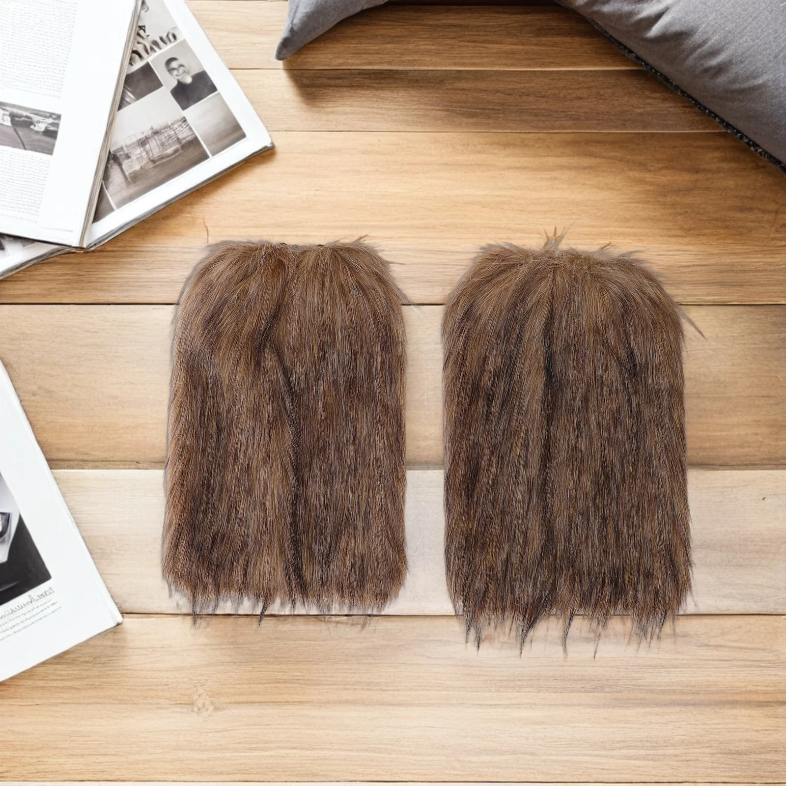 1 Pair Viking Furry Leg Warmers Faux Boot Covers Women Men Medieval Cosplay Costume Accessories Winter Party Halloween Outfit