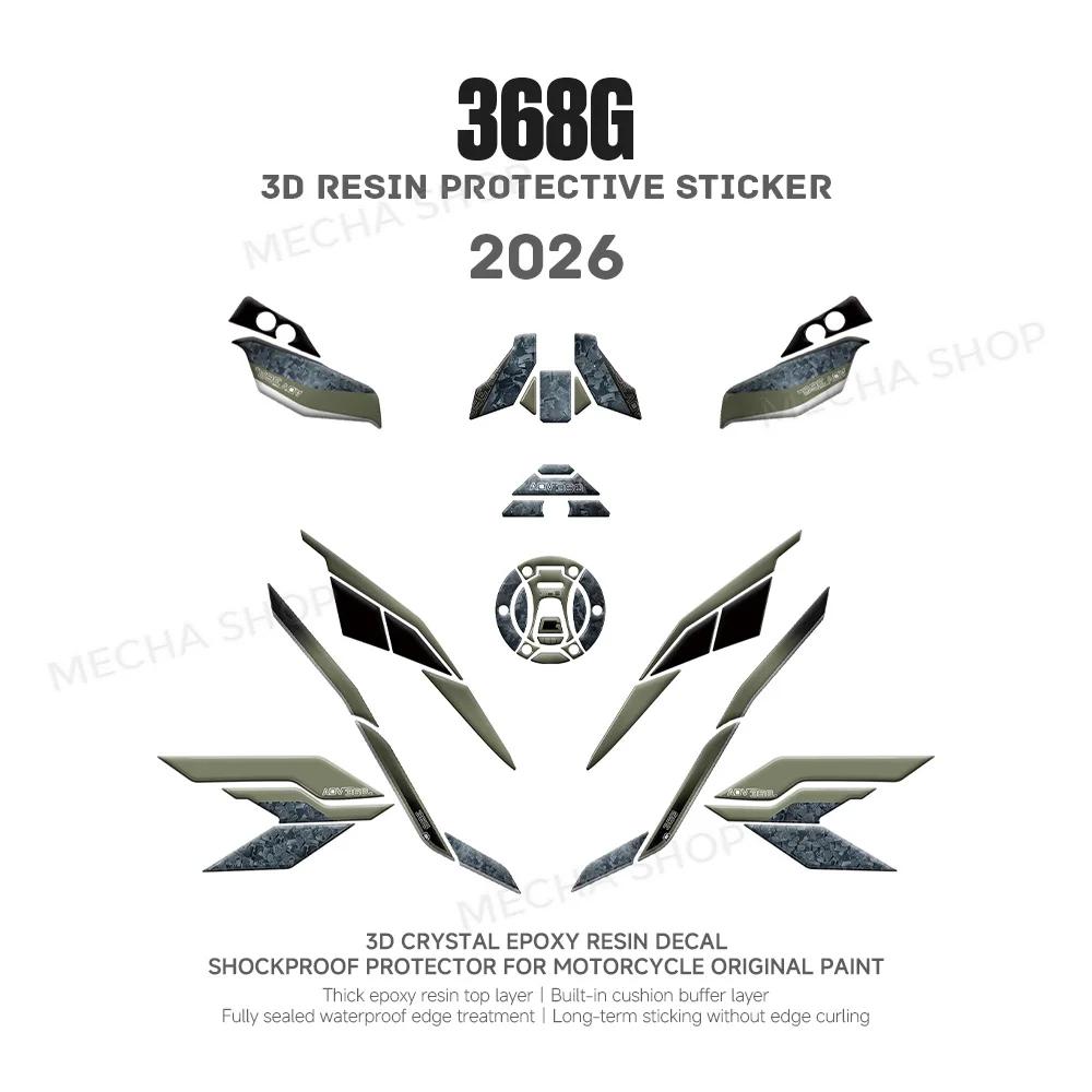 For Zontes 368 G 2025-2026 Tank Pad Decals Handguard Protection Waterproof Full Set 3D Stickers