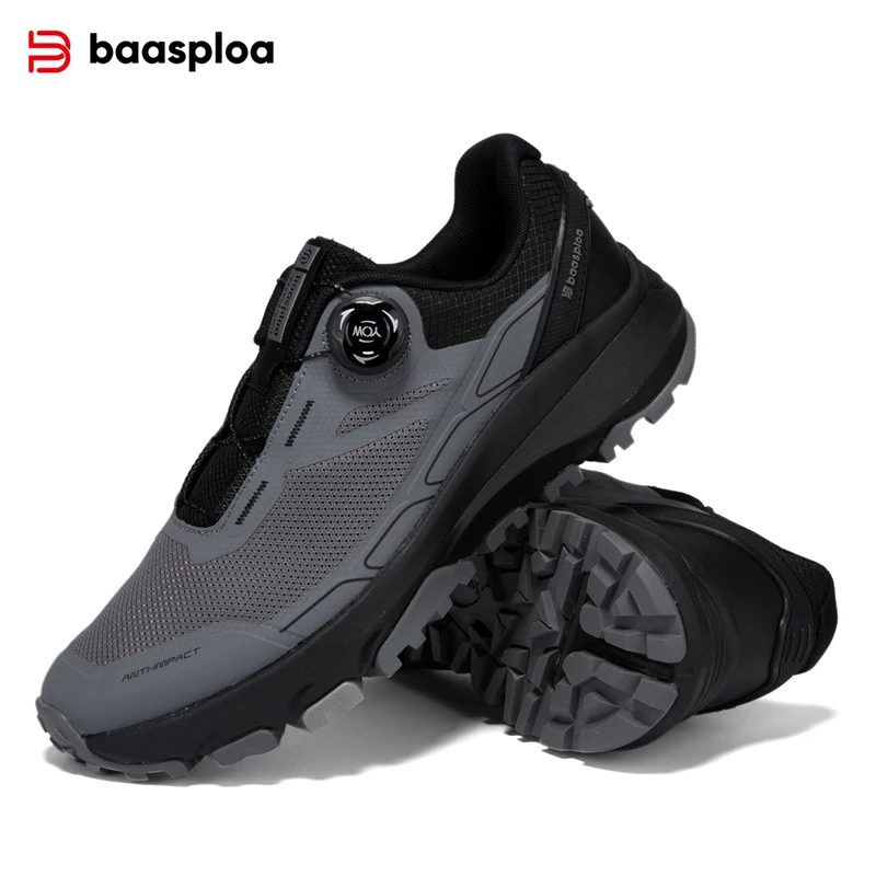 Baasploa Men Hiking Shoes Outdoor Casual Breathable Comfortable Walking Shoes Male Anti-Skid Wear-Resistant Travel Mesh Sneakers