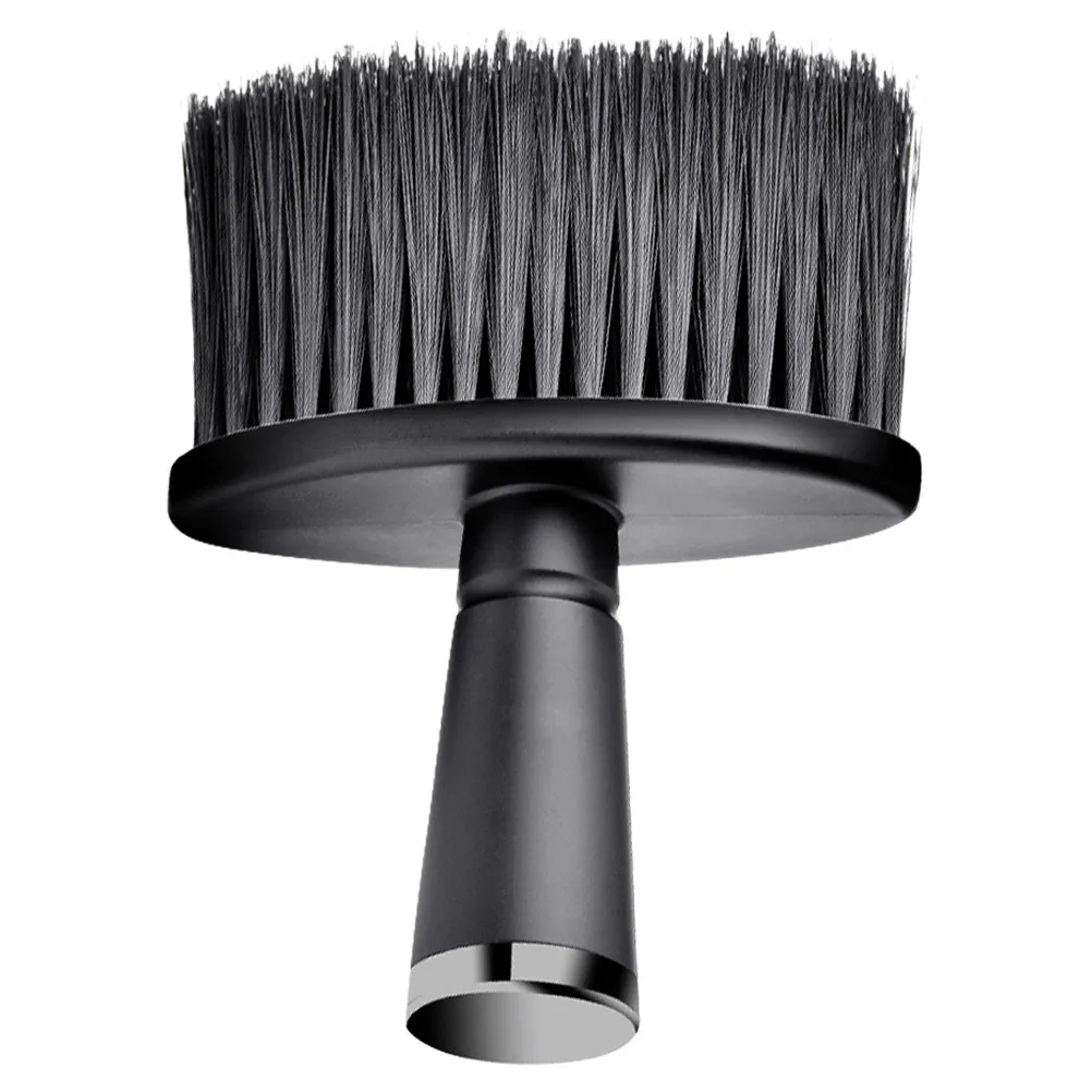 Neck Hair Sweep Brush Electroplated Black Handle Hair Cutting Brush Portable Salon Barber Hairdressing Duster Face Cleaning