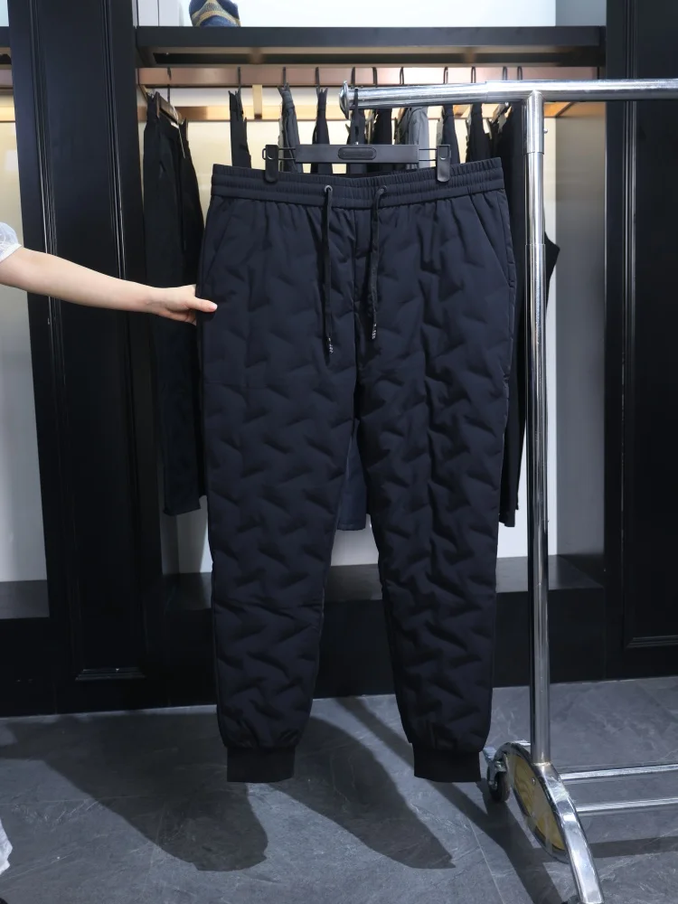 

Homesi Men's Thiened Warmth-Friendly Dstring Cuffed down Pants Faionable Urban Casual Long Trousers Pure Color