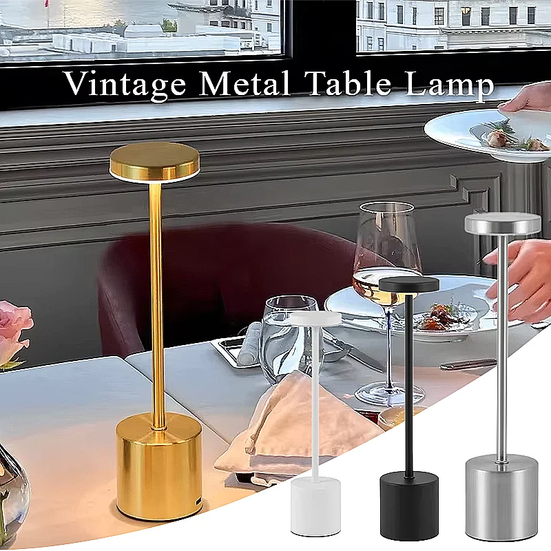 Premium Retro Metal Table Lamps Bedroom Restaurant Hotel Bar Decorative Lamps Desktop Ambient Lamps White/Black/Silver/Gold