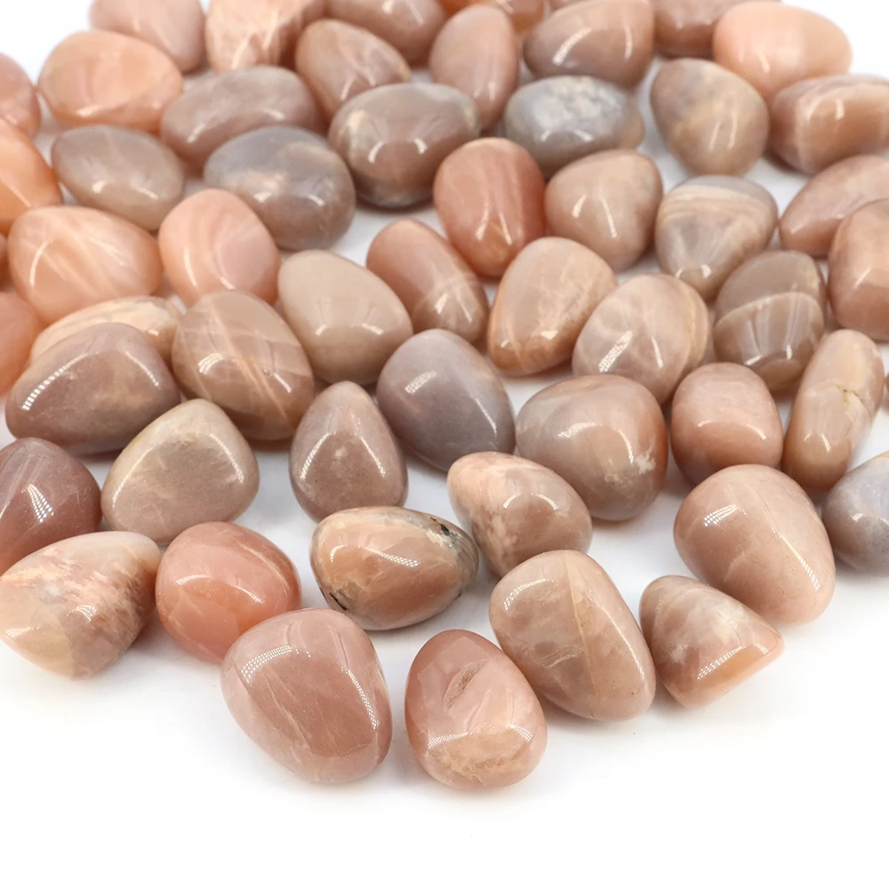 Natural Peach Moonstone Tumbled Stones Bulk Rocks Gemstones Healing Crystals for Home Garden Fish Tank Aquarium Decoration
