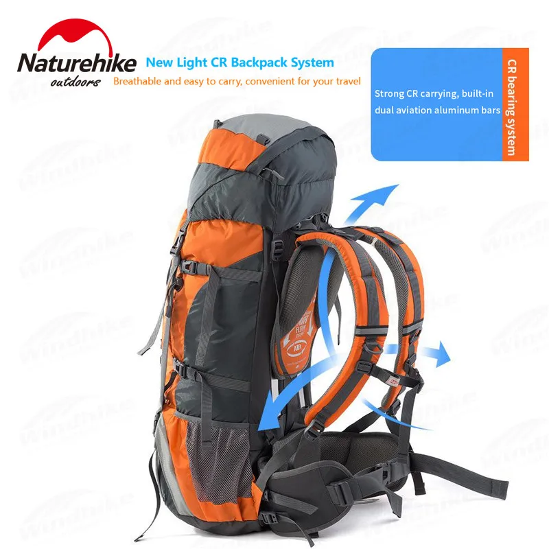 Naturehike Hiking Backpack 70L Climbing Trekking Travel Knapsack Softback Waterproof Rucksack With Rain Cover Large Capacity