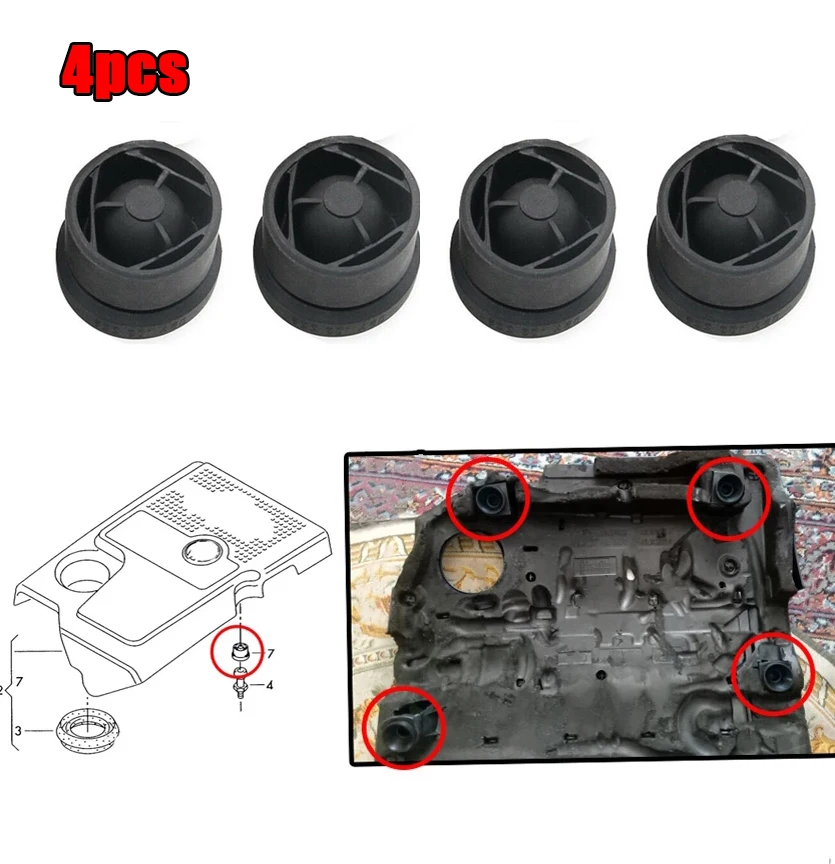 4Pcs Engine Cover Grommet Rubber Buffer Bumper Grommet Mounting Stop Jounce Bush Protective For Audi VW Polo Passat CC Touareg