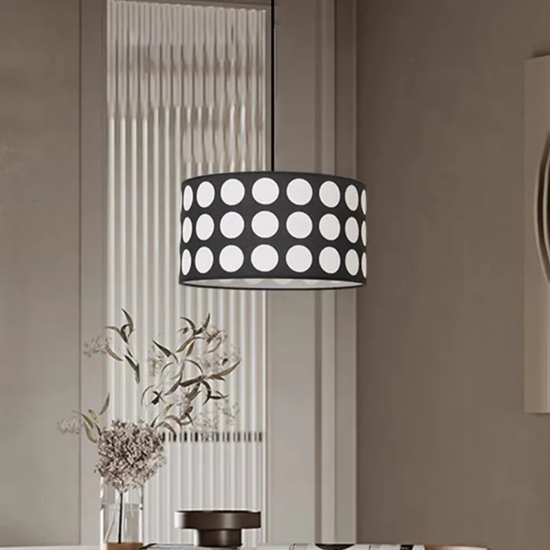 

Modern simple bedroom study fabric chandelier tea room reception round engraving process Nordic bar restaurant lamps