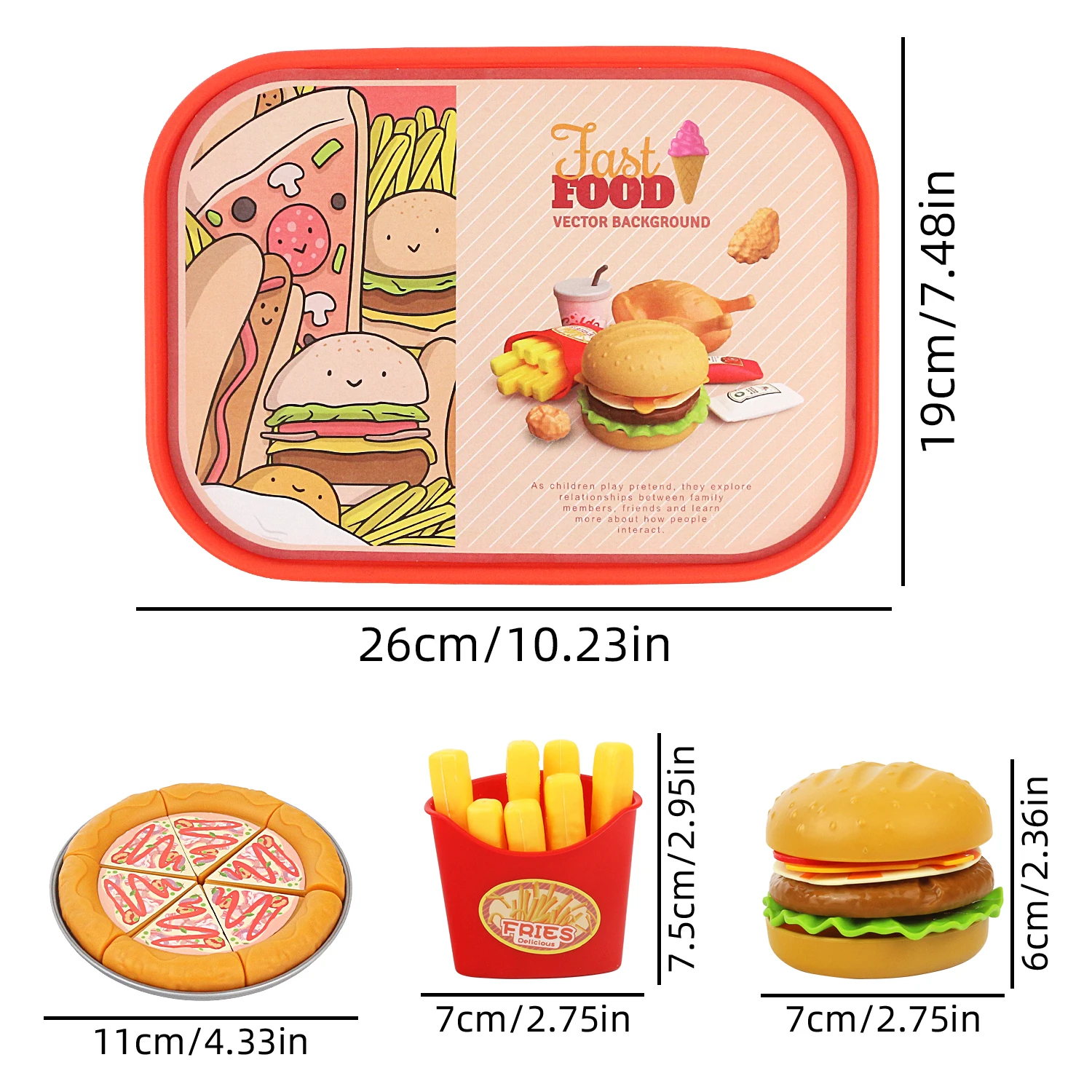Conjunto de hambúrguer e brinquedos de fast food para crianças, jogo educativo para dramatizações, mini cozinha, jogos de casa, 40pcs