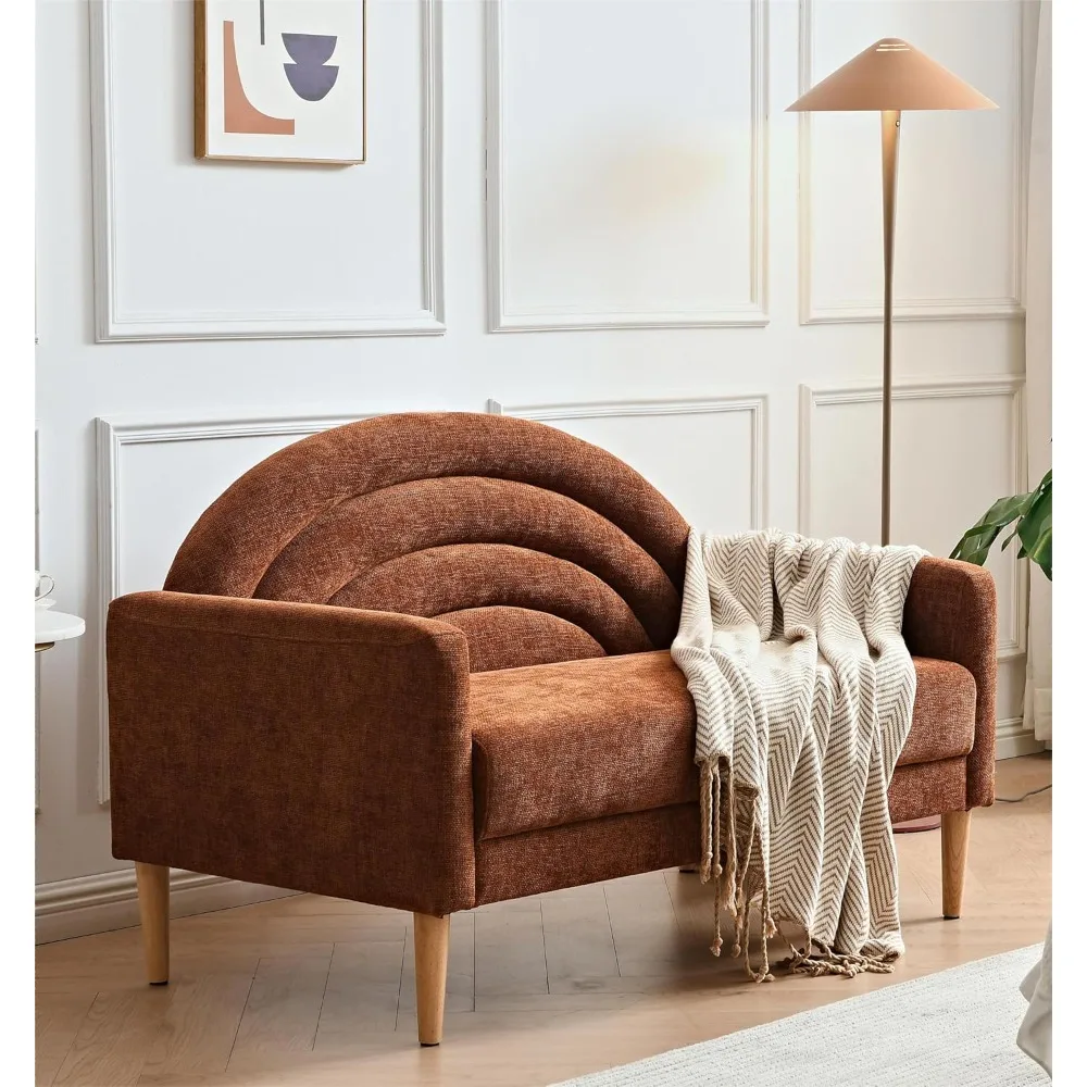 

Stylish Rainbow 2-Seater Sofa, Sturdy Solid Wood Legs for Studio, Bedroom, Home Office, 50-Inch Wide, Linen Fabric, Ocher