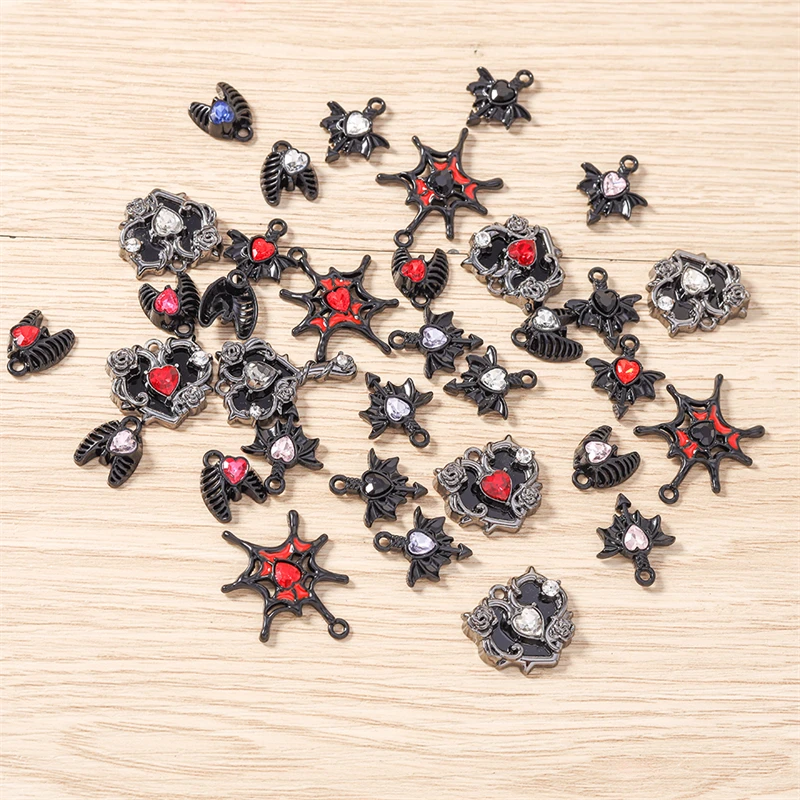 5 Stück Niedliche Kristall-Metall-Herzanhänger mit Flügeln für Schmuckherstellung, Ohrringe, Anhänger, Halsketten, Armbänder, DIY-Bastelzubehör – Detail 3