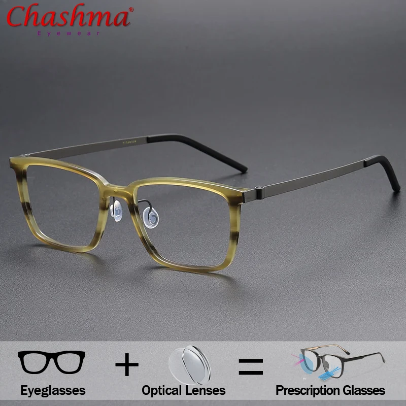 Chashma Acetate Titanium Eyewear Ready Prescription Glasses Men Ultra Light Spectacle Screwless Designer Multifocal Eyeglass