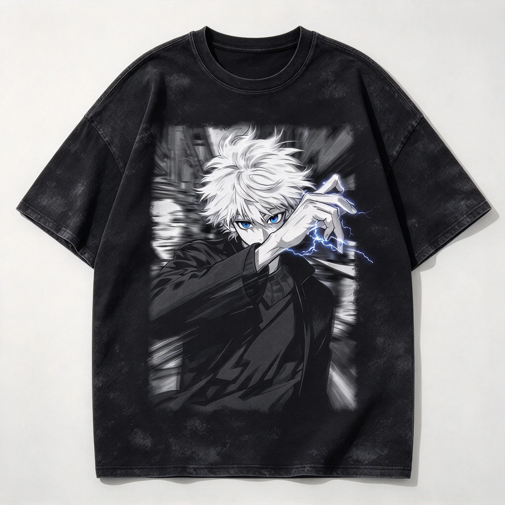 Hunter X Hunter Vintage Washed T-shirt Unisex 100% Cotton Anime Graphic Tee Killua Gon Manga Print Oversized Streetwear Tops