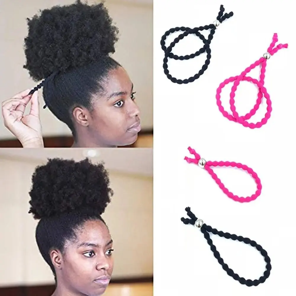 Beads Sliding Elastic Hair Bands Adjustable Lazy Hair Rope Long Lasting Continuous Ponytail Holder Adjustable Thick Hair Ring