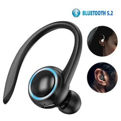 Wireless Ear Hook Earphones Single Mini Handsfree Headphone HIFI Bass Noise Cancelling In-Ear Sports Headset with Mic for iPhone
