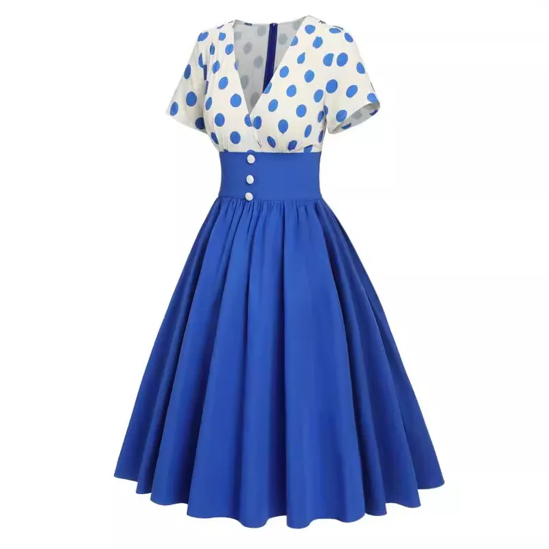 Polka Dot Vintage Kids 1950s Swing Dress Flower Floral Midi Dress Cotton Summer Dress Baby Girl Performance Cosplay Costumes