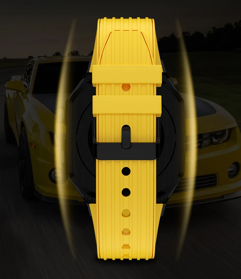 Luxury Modification Case Band for Apple Watch Series 8 7 6 5 4 44mm 45mm Men Rugged Case Silicone Sport Band for iWatch 6/5/4 SE