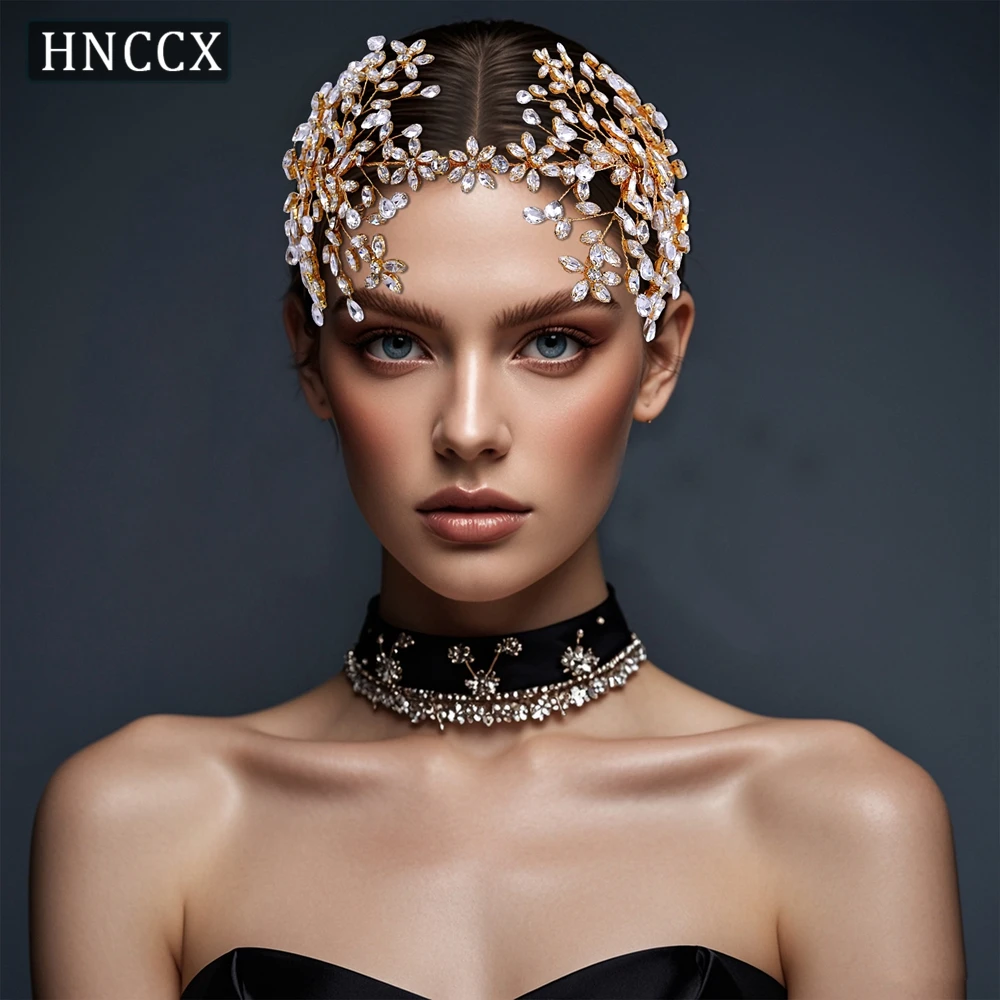 HNCCX Luxury Rhinestone Bride Headband Women Crown Wedding Trendy Hair Pieces Woman Elegant Party Hair Accessories CP414