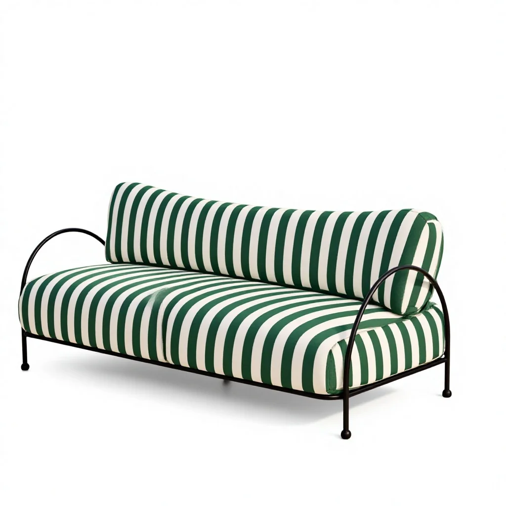 &Modern Outdoor Garden Sofa Three-Seater with Quick-Dry Cushion Waterproof Iron Frame Furniture