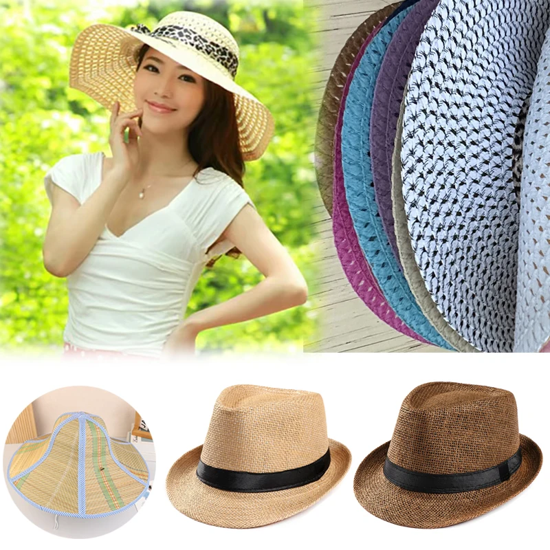 

Lady Straw Hat Summer Women Anti-UV Women Beach Hat Wide Brim Cap Sunshade Unisex Hat Fishing Outdoor Wide Brim Cap