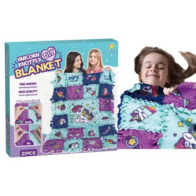 No Sew Fleece Throw Kit Craft Kits For Girls Knotted Design Craft Kits For Girls Comfortable And Soft Fleece Blanket Kit Home