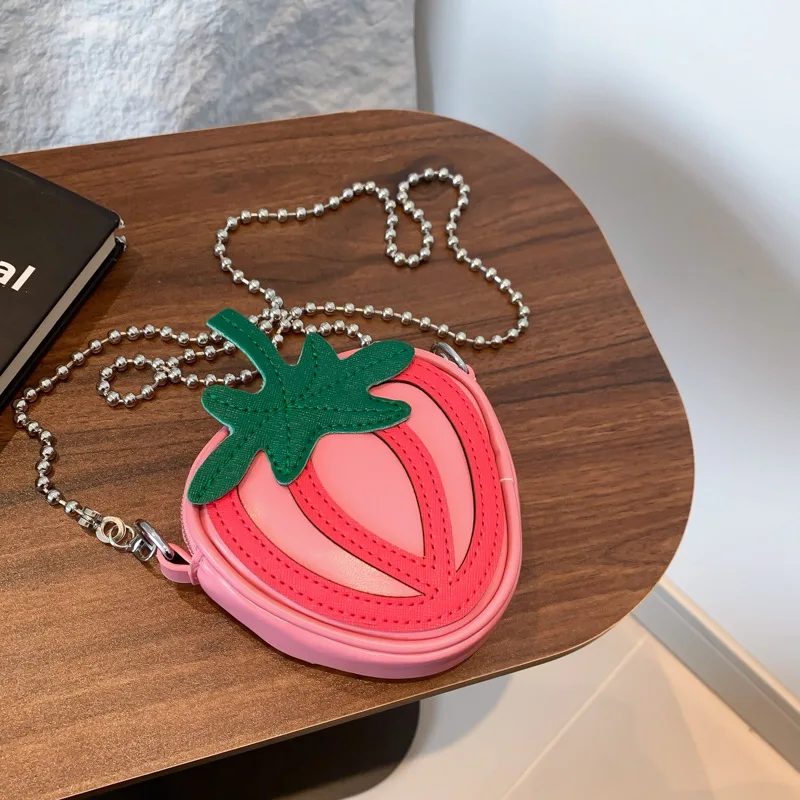 

​2025 Strawberry Mini Bag Cute Cartoon Crossbody Purse Trendy Chain Strap Shoulder Bag Kids Womens Fashion Accessory​