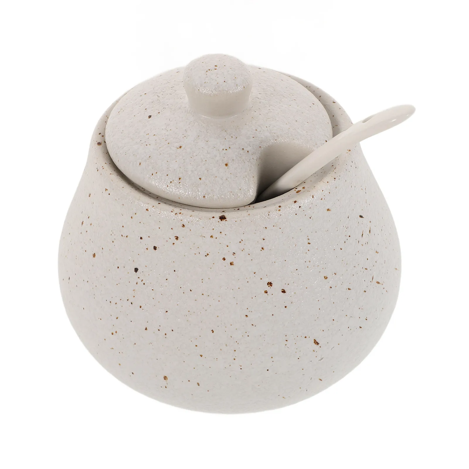 Juego de 1 Recipiente de Cerámica Japonesa para Condimentos con Tapa y Cuchara, Caja de Porcelana para Especias, para Cocina, Restaurante, Almacenamiento de Sal, Azúcar y Especias