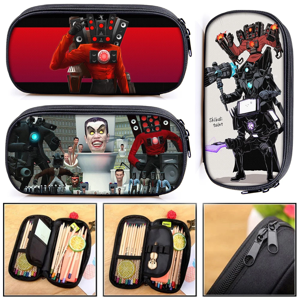 Skibidi косметичка для туалета, сумка для карандашей, титановый динамик, часы, мужские часы, стационарная сумка, детский пенал, школьные принадлежности, подарок