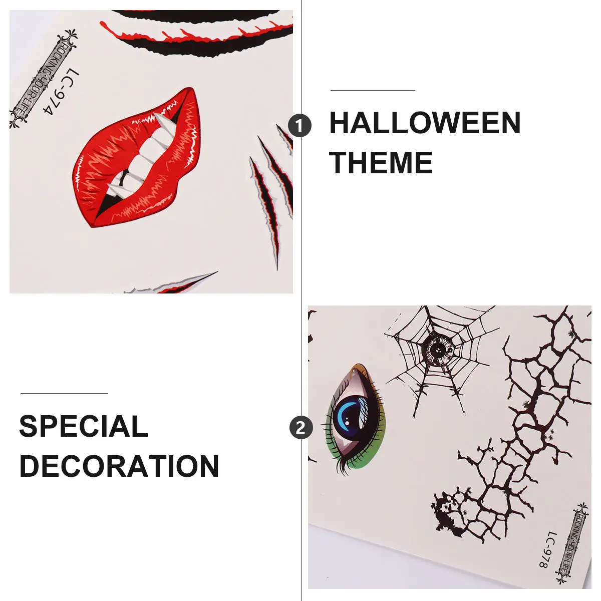 

6pcs Stickers Body Tattoos Adult Halloween Waterproof Scars Tattoos Kids Fake Scary Decorations Costumes Spooky
