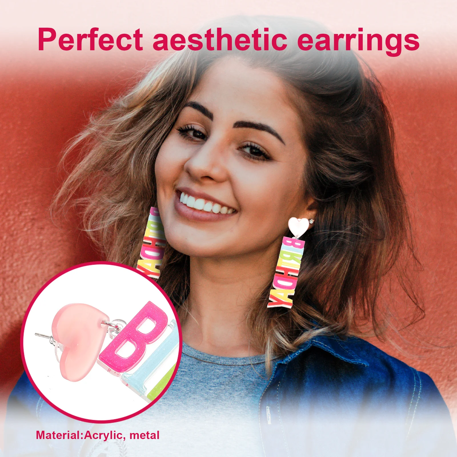 

1Pair Fashion Dangle Drop Earrings Colorful Birthday Letter Design Women Ear Jewelry Aesthetic Summer Party Festival