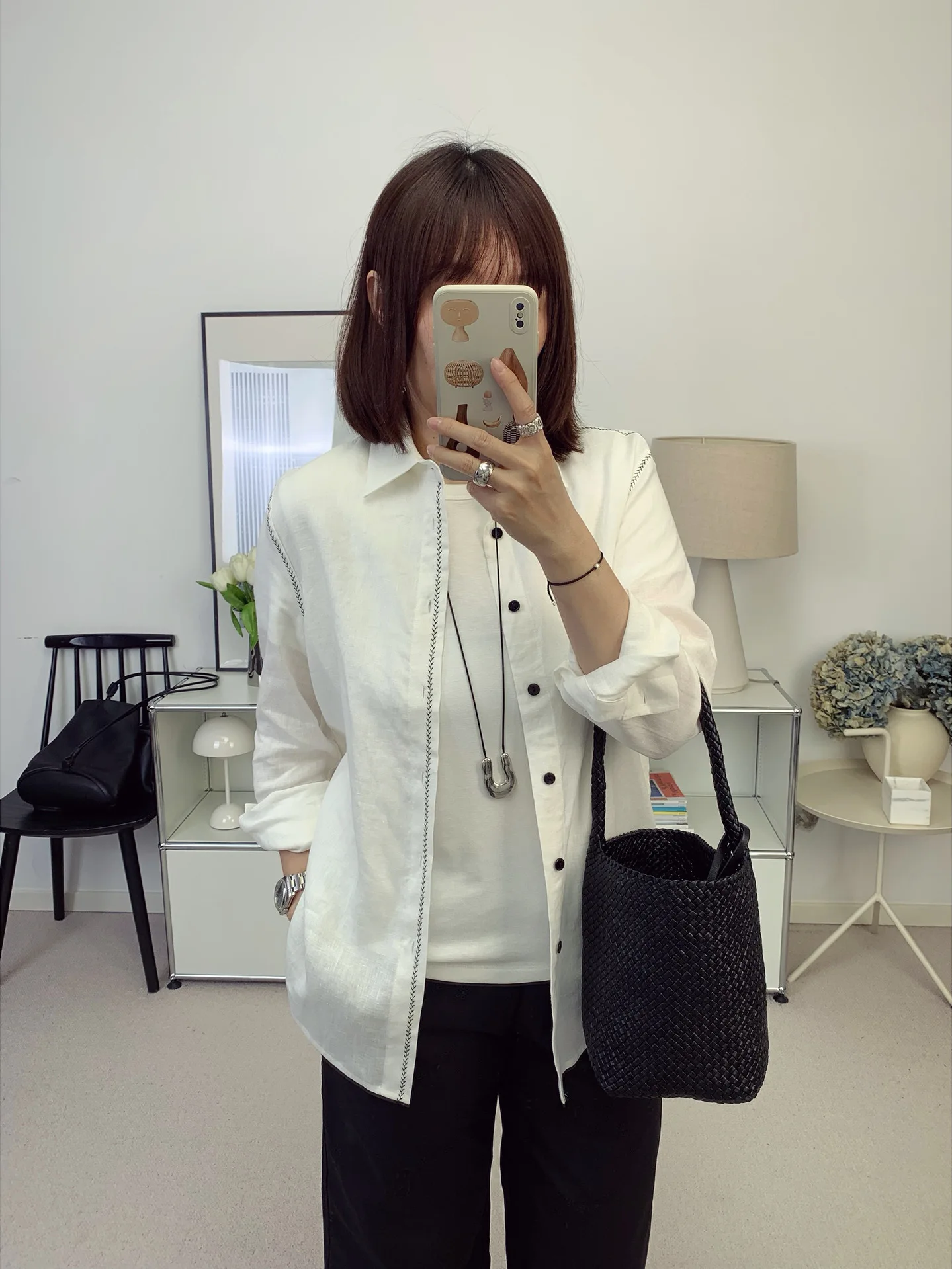 

Sun Protection Linen Shirt Embroidered Wheat Spike Floral All-Linen Collared Casual Style Women's Fashion Spring 2026