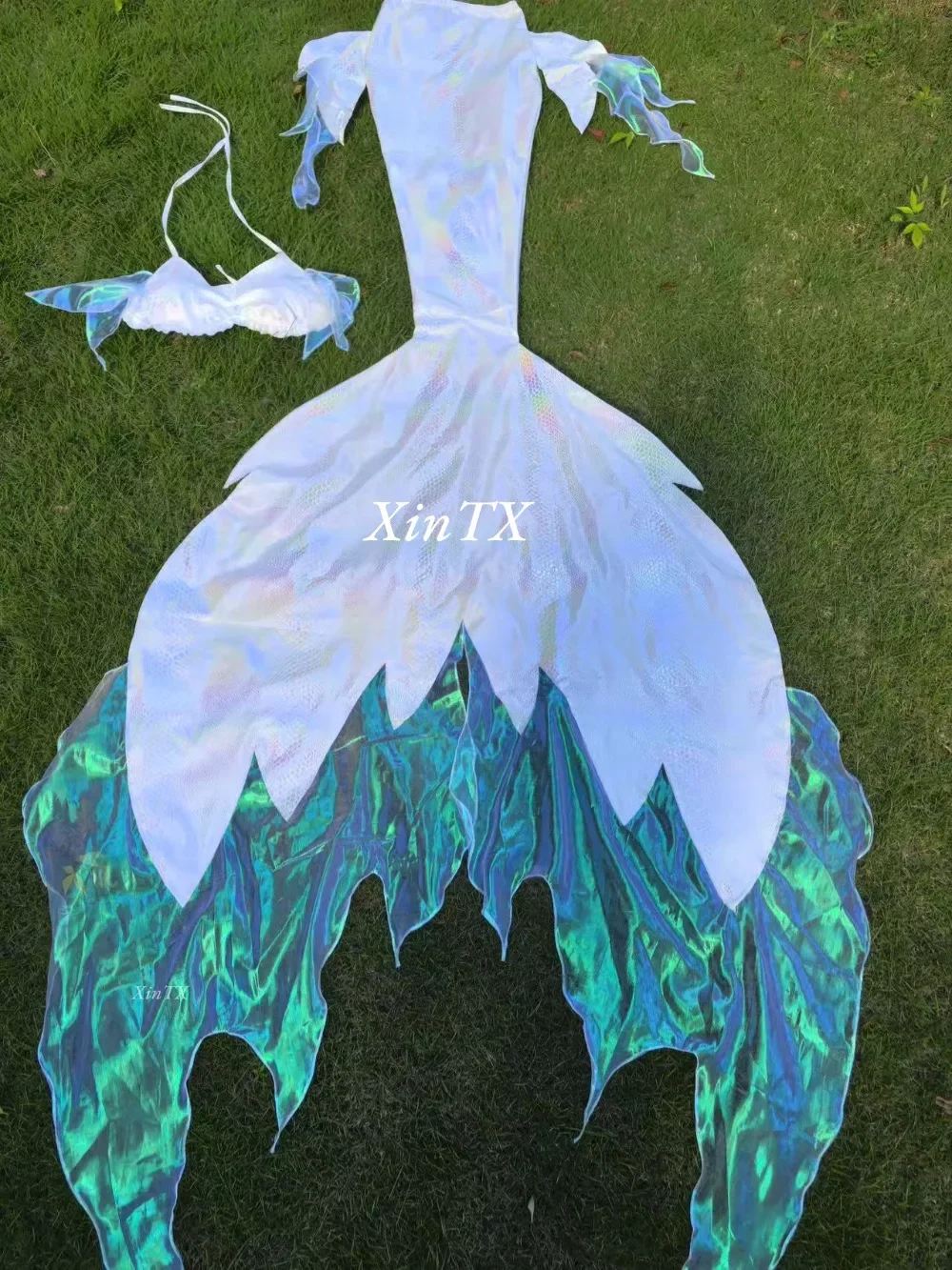 

Professional Adult Mermaid Tail Light Fabric Woman Mermaid Swimsuit Halloween Cosplay Aquarium Show Hot Stamping Yarn Stretch