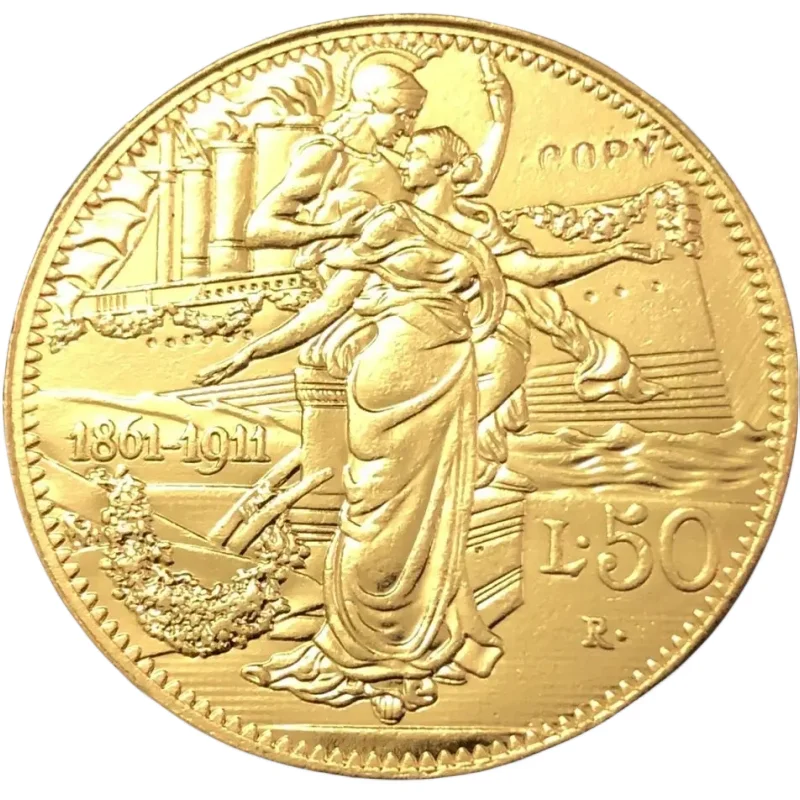 Moneda de copia de oro, 1911, 50 lires