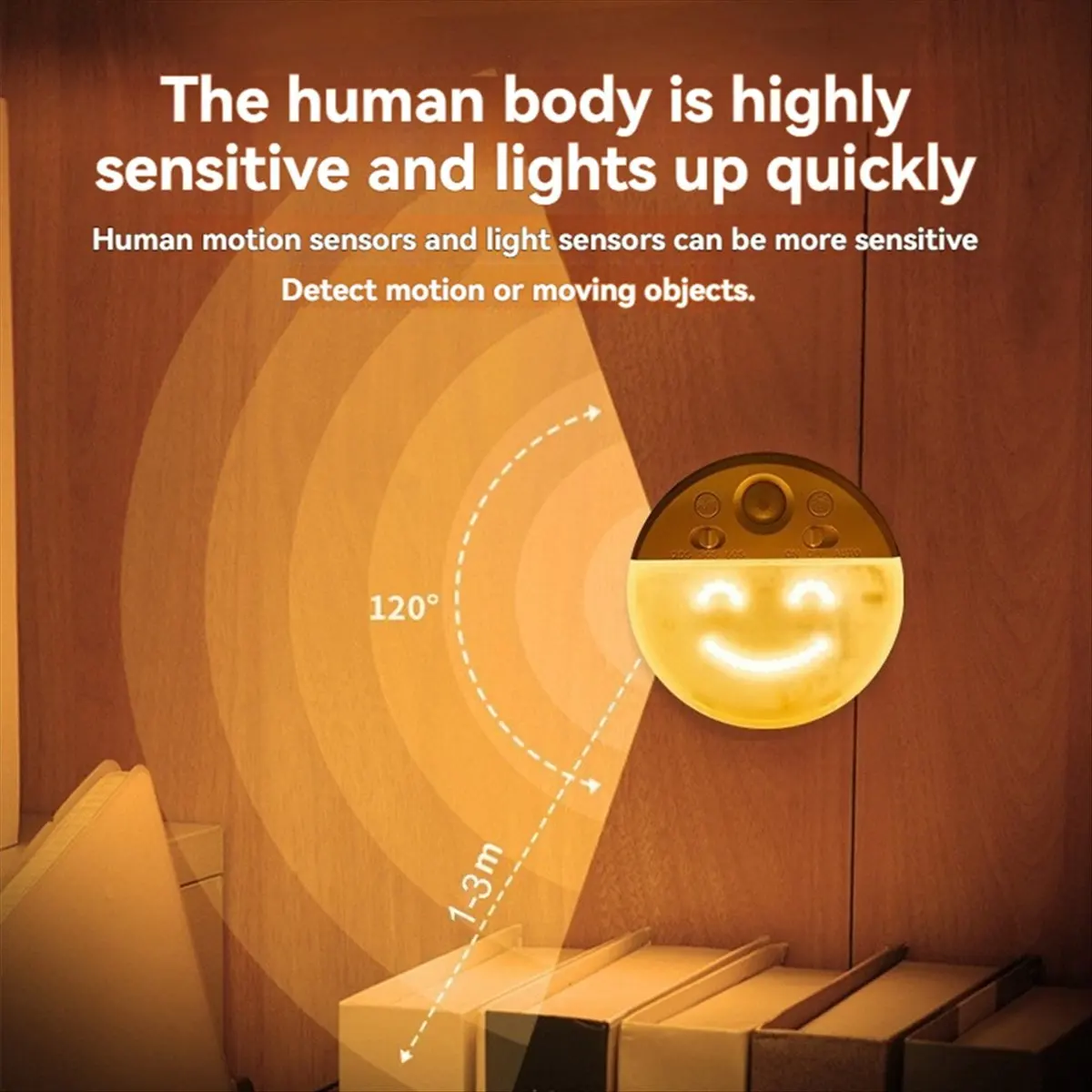Stable- Motion Sensor LED Night Light with 4 Facial Expression Dimmable Hallway Light Rechargeable LED with Timer 1PCS