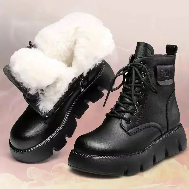 Non-slip Female 2024 Winter Ankle Boots Mid-calf Cotton Boots Thick-soled Padded Women Shoes Short Plush Female Warm Short Boots