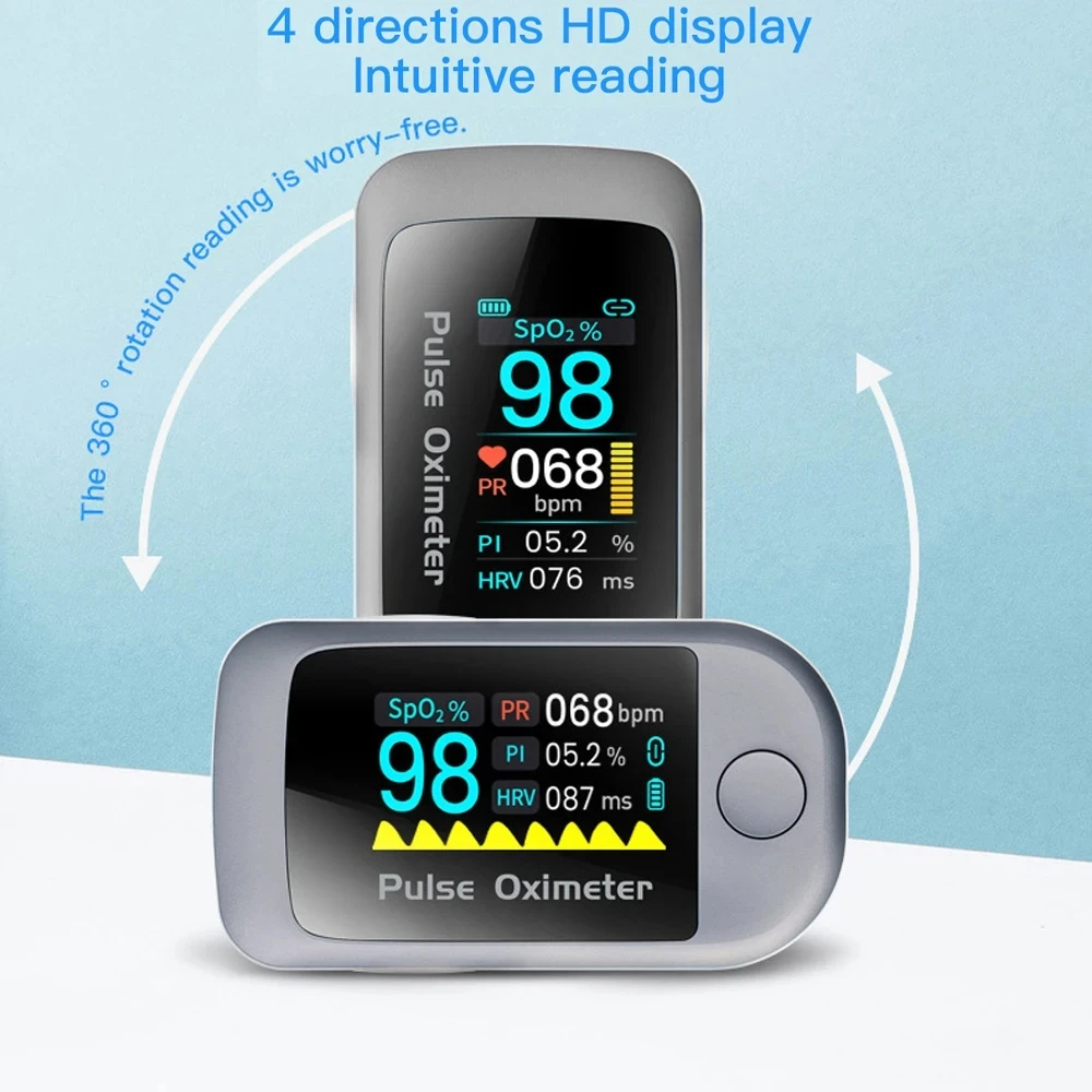 Bluetooth blood oxygen monitor, HRV heart rate and blood oxygen saturation, fingertip pulse oximeter monitor,