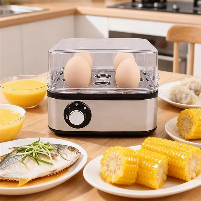 A97T Electric 8-Egg Capacity Rapid Cooking Machine For Boiled/Poached Eggs- Hard/Medium/Soft Settings EU Plug Cooker