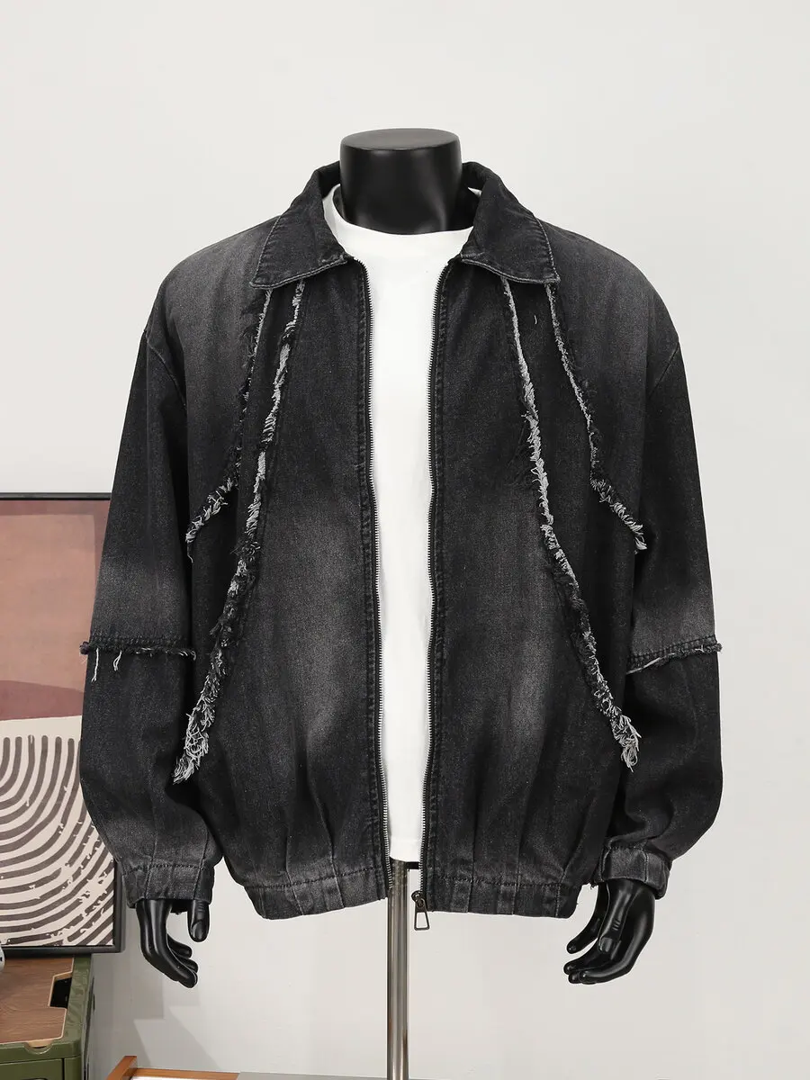 

Мужская джинсовая куртка в стиле ретро в американском стиле High Street Bleach Tie Dye Heavy Du, рабочая одежда, осенний сезон, молодежное модное джинсовое пальто