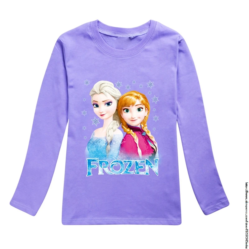 Children Frozen Elsa T Shirt Kawaii Funny Spring Summer Cartoon 3D T-shirt For Boys Girls Kid Clothing Unisex Long Sleeves