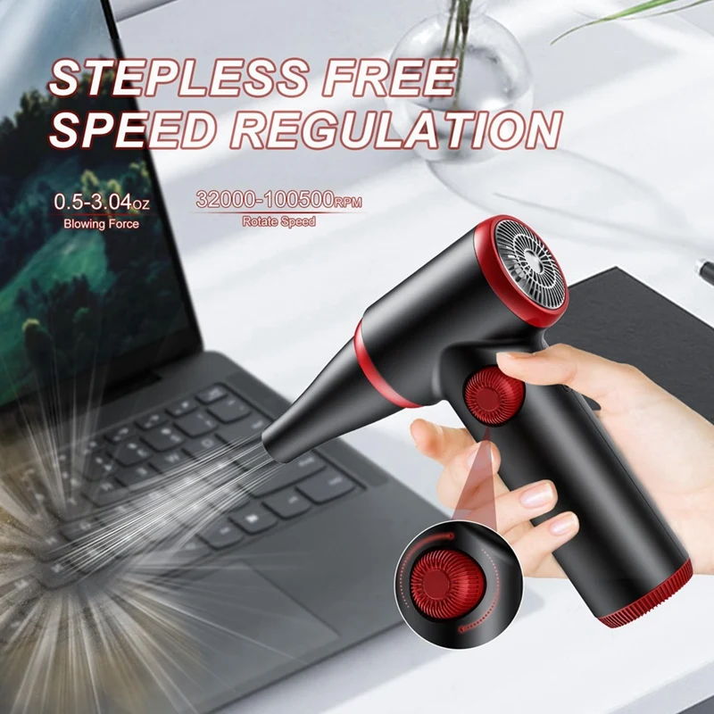Compressed Air Duster Electric Air Duster 100500RPM With LED Light Rechargeable Air Blower For Computer PC